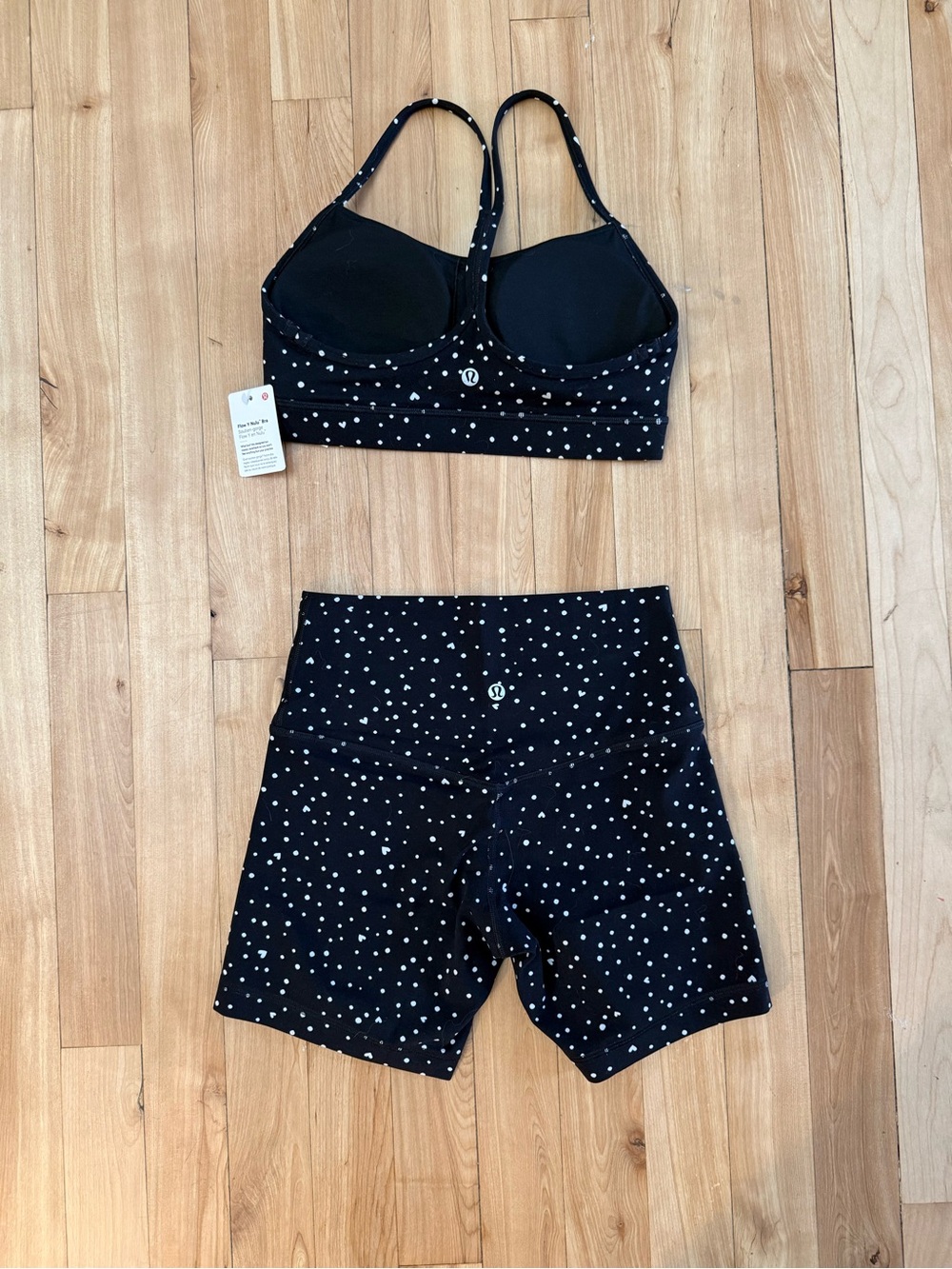 lululemon athletica Black with White Dot Athletic Shorts Set - Picture 2 of 3